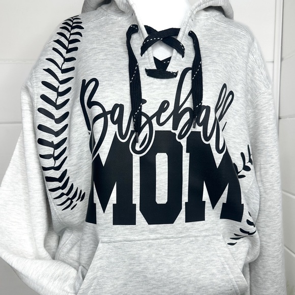 J. America Tops - Baseball Mom Black and Gray Hoodie